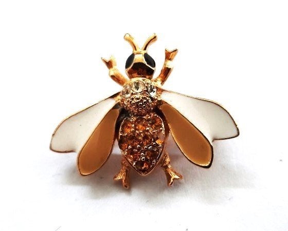 Prachtige ivntage Ermanno Lui Bijen Vliegen broche 7419-3956, Ophalen, Overige materialen, Nieuw, Goud