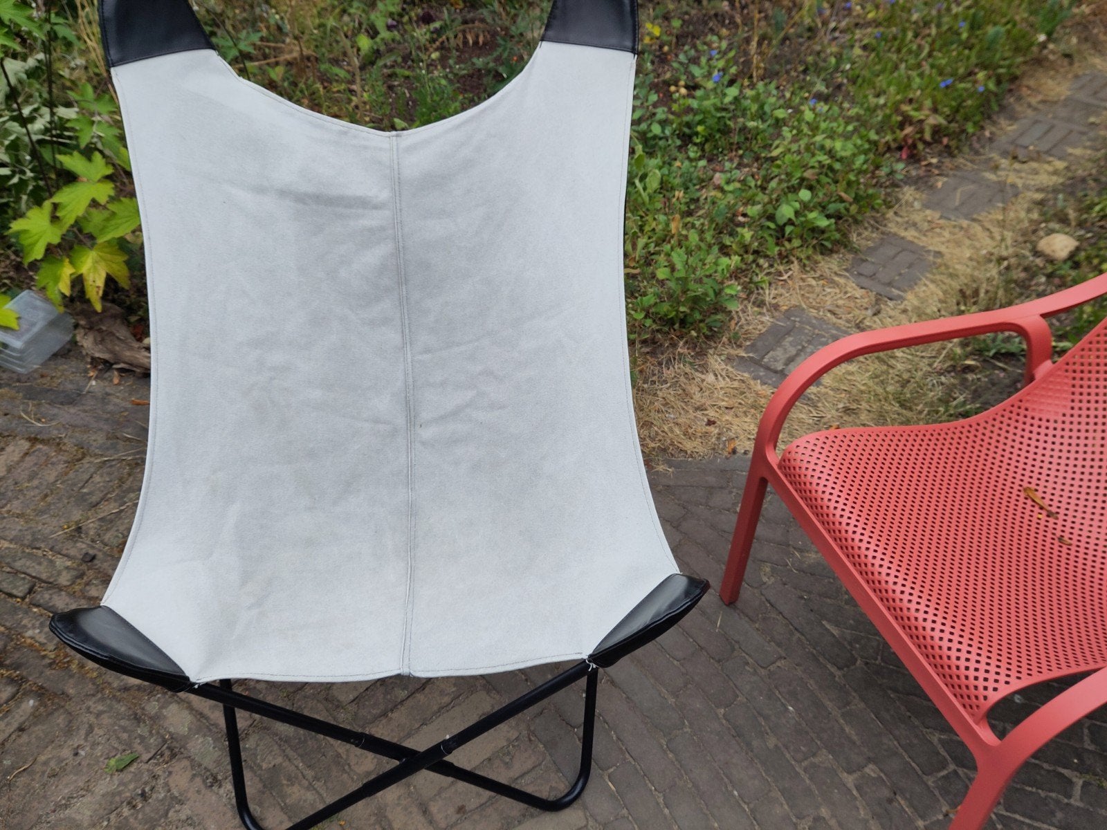 Vlinderstoel met afneembare canvas zitting, Tuin en Terras, Tuinstoelen, Ophalen