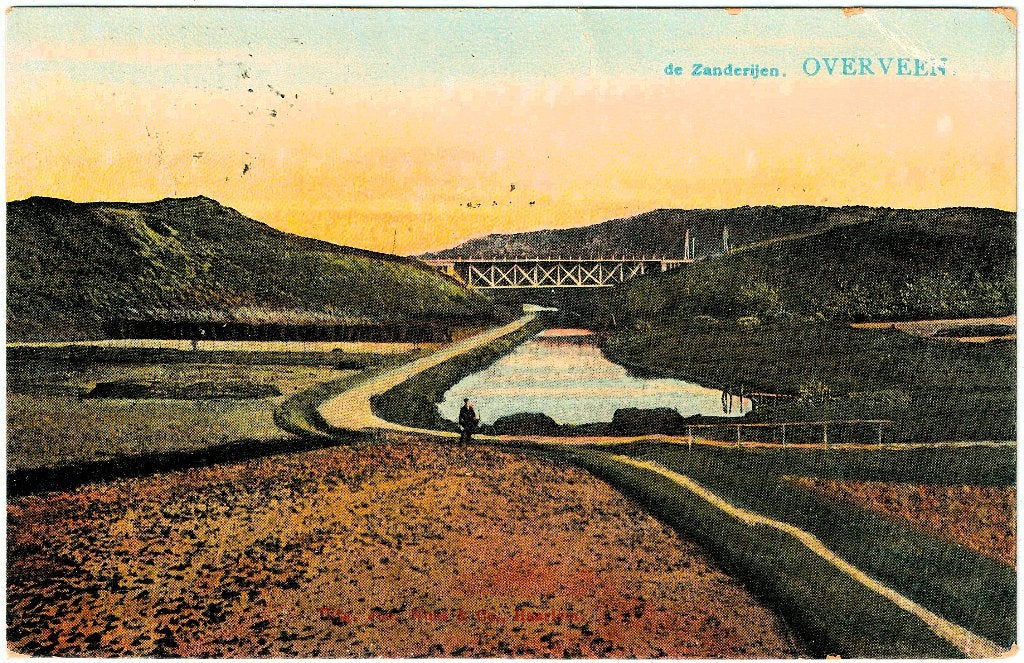 Overveen NH, de zanderijen, verstuurd 1914, richtprijs 3,75, Verzenden, Voor 1920, Gelopen, Noord-Holland