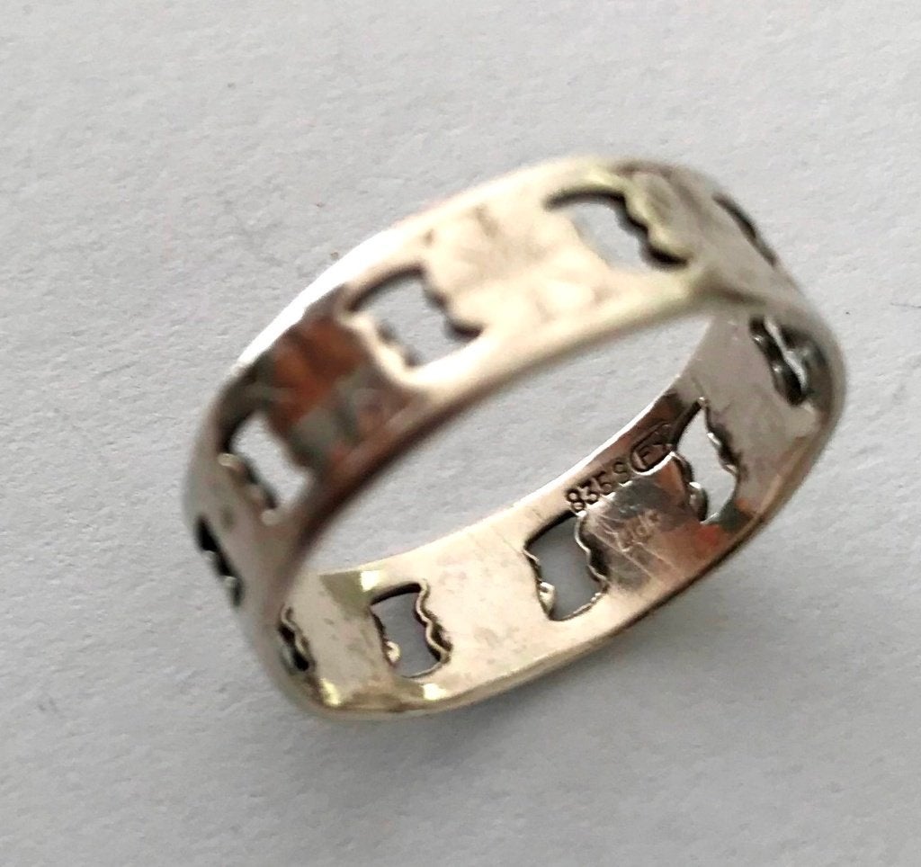 Prachtige 835 zilveren opengewerkte filigrain ring, Sieraden, Tassen en Uiterlijk, Antieke sieraden, Verzenden, Zilver, Ring