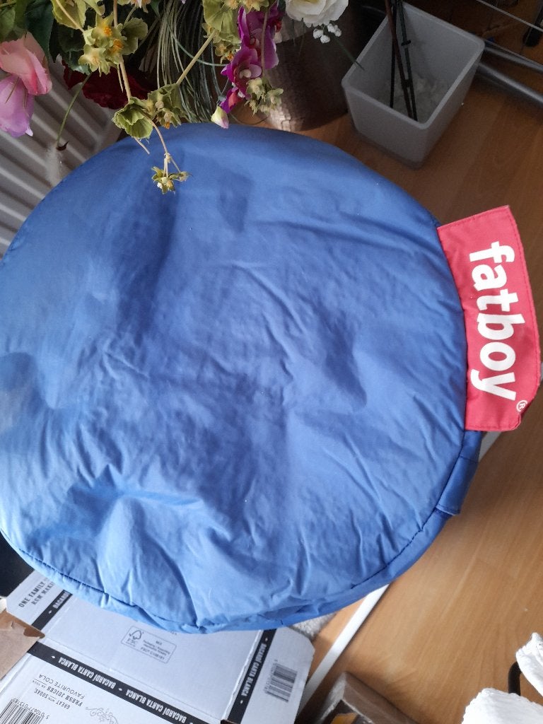 Kobalt blauwe Poef - Fatboy, Ophalen, Zo goed als nieuw, Blauw, Zitzak