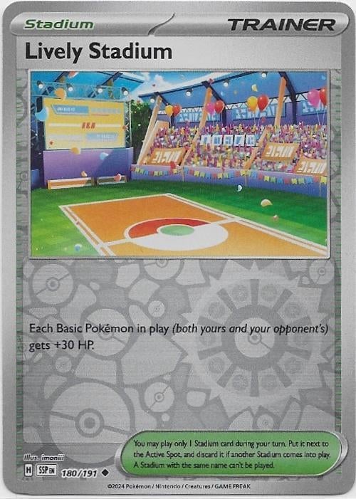 Surging Sparks,  Lively Stadium [reverse] 180/191, Hobby en Vrije tijd, Verzamelkaartspellen | Pokémon, Nieuw, Losse kaart, Verzenden