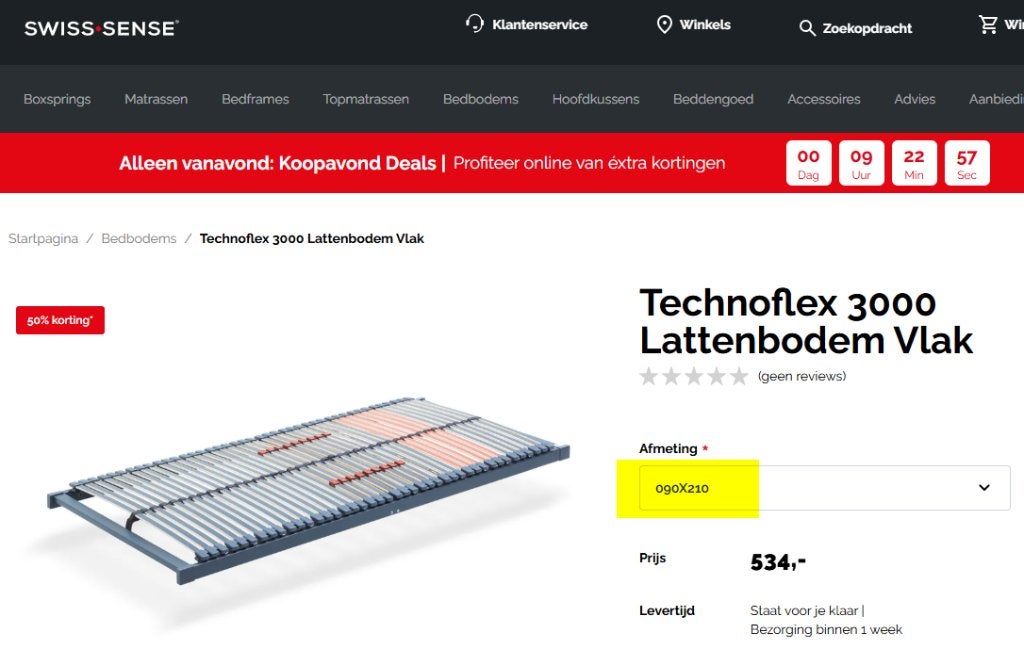 Twee lattenbodems 90 x 210, Technoflex 3000, Ophalen, 90 cm, Eenpersoons, 210 cm