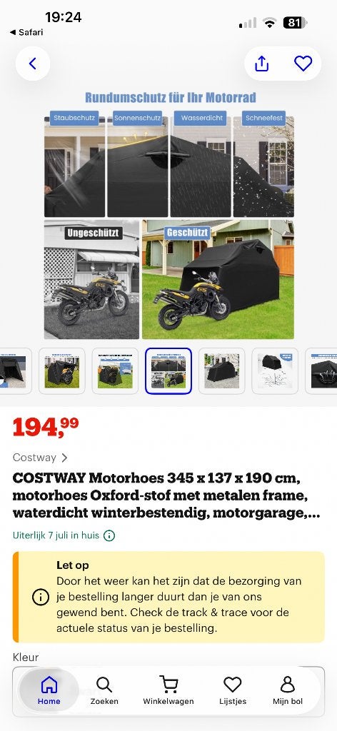 Motor garage tent, Ophalen, Nieuw