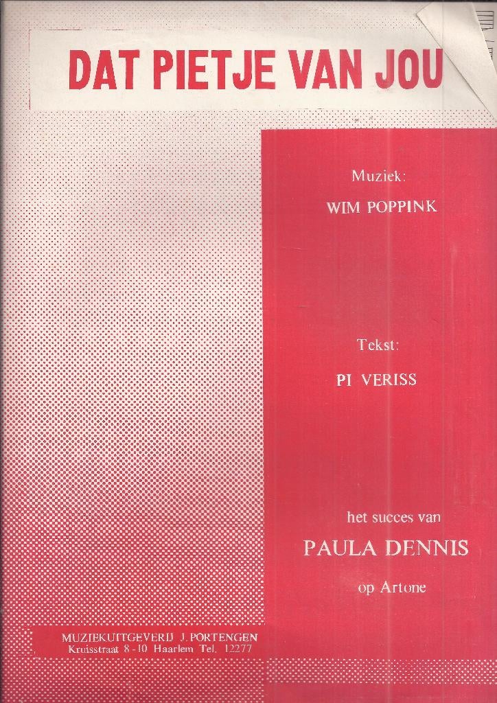 Bo106 bladmuziek dat pietje van jou paula dennis, Ophalen of Verzenden, Zo goed als nieuw, Artiest of Componist, Populair
