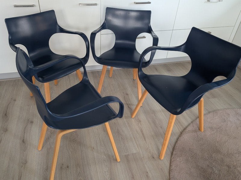 4 eetkamerstoelen model Jim, Huis en Inrichting, Stoelen, Gebruikt, Blauw, Tech, Vier