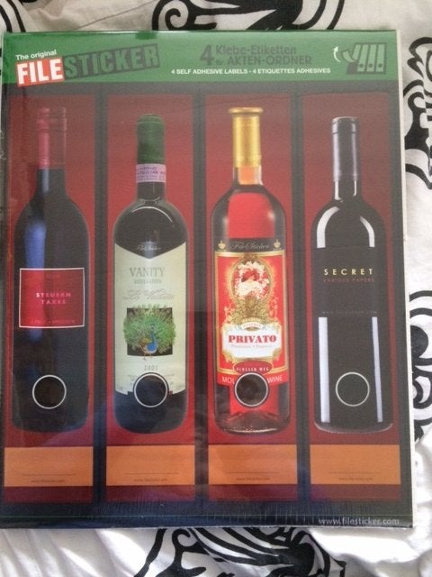 4 etiketten voor op ordners wijn fles, Ophalen of Verzenden, Nieuw, Overige gebieden, Overige typen
