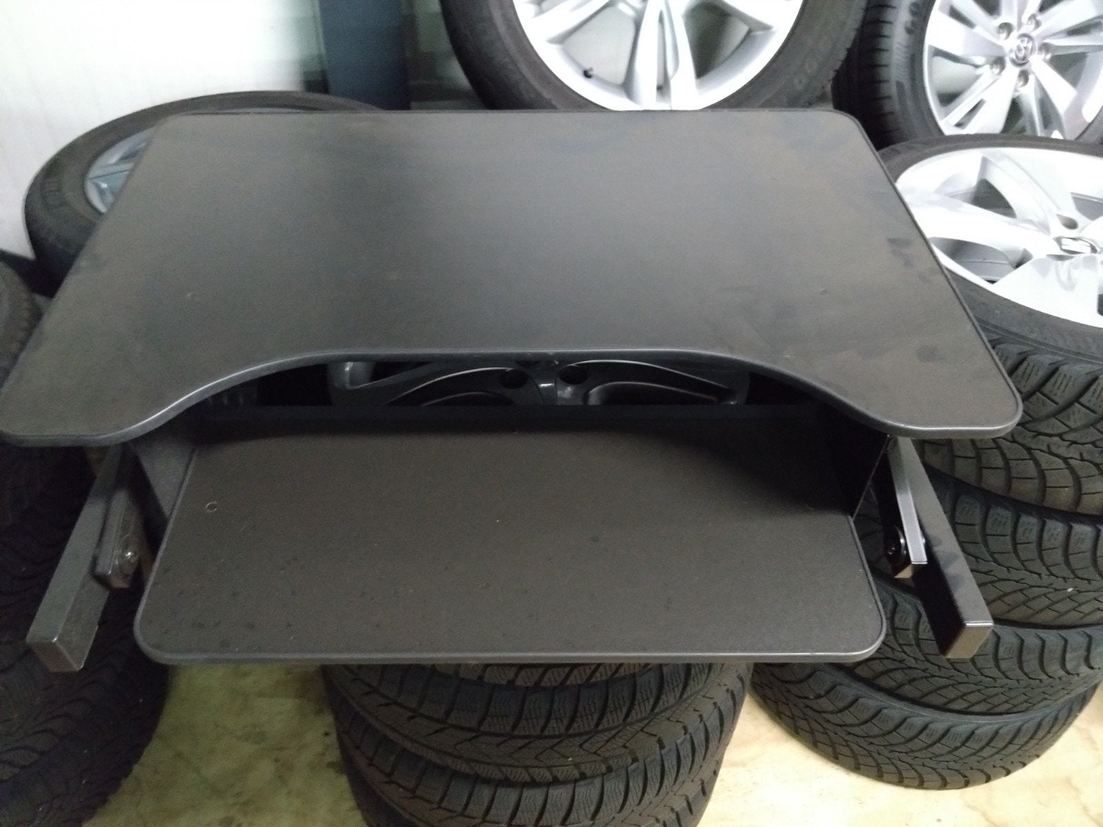 Verstelbaar bureau opzetstuk - Ergonomisch en compact, Ophalen, Gebruikt, Metaal, Overige merken