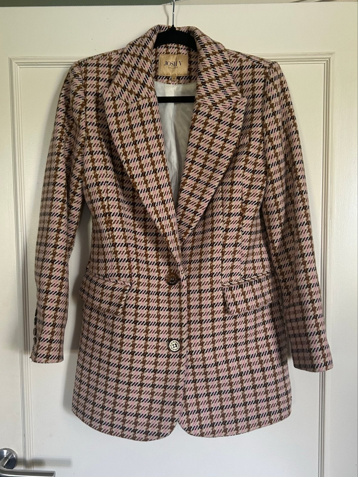 Josh V Bruin/Beige Pied-de-poule Blazer XS, Nieuw, Jasje, Maat 34 (XS) of kleiner, Meerkleurig