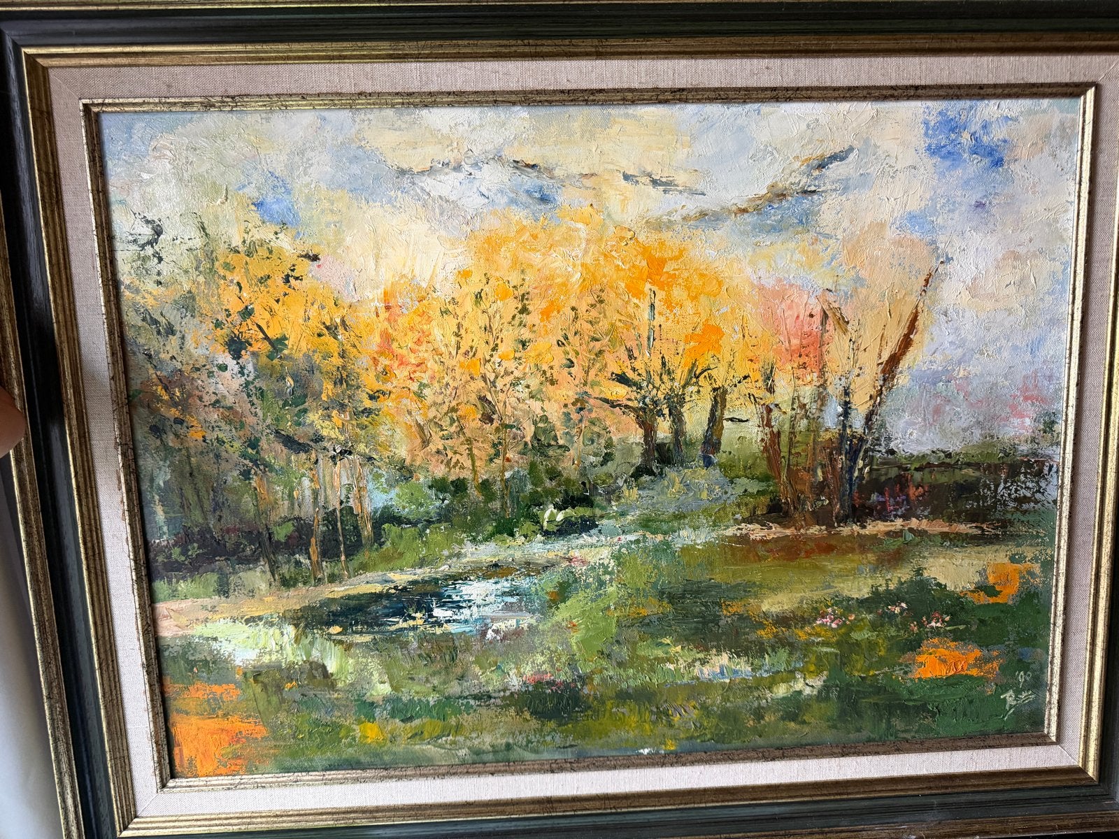 Schilderij Landschap Olieverf Jaren '90 Ingelijst, Ophalen, Ingelijst, Olieverf, Landschap