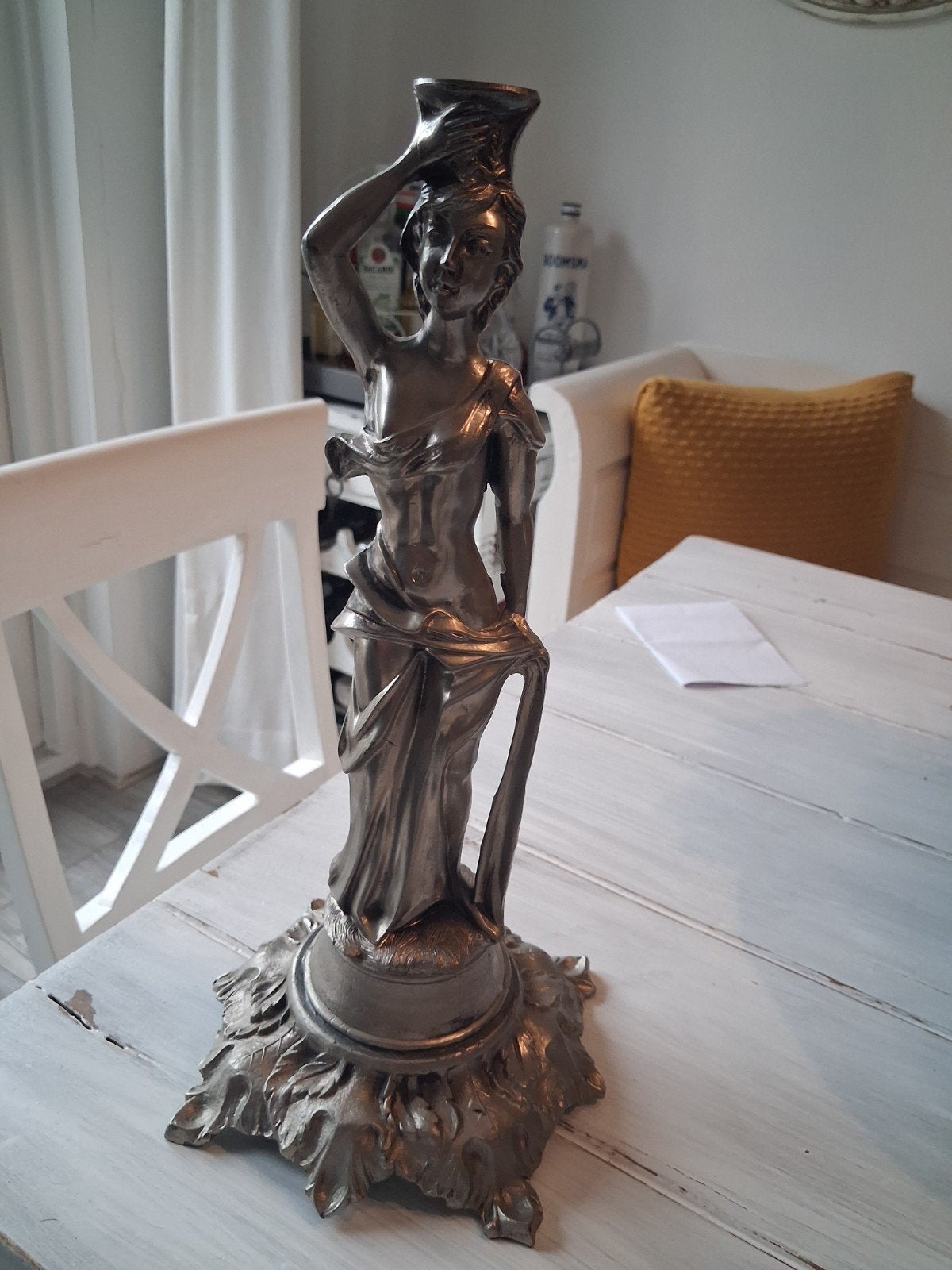 Zware tinnen voet, voor lamp, Ophalen