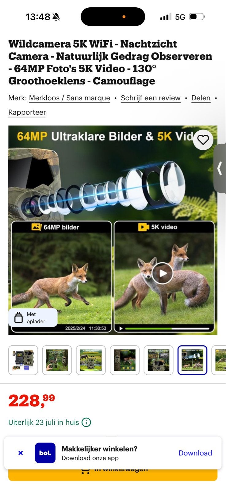 Foto 6 van Wildcamera 5K WiFi Nachtzicht 64MP Groothoeklens nieuw