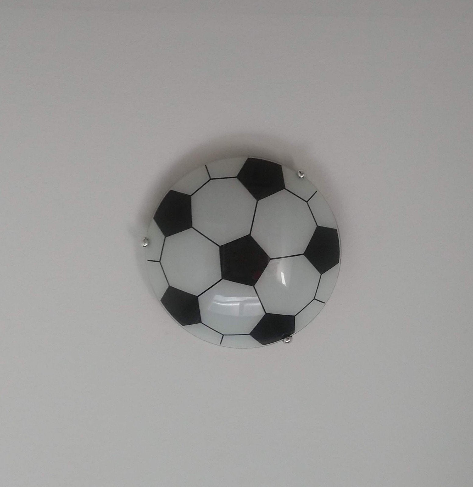 Plafondlamp voetbal - perfect voor de kinderkamer!, Gebruikt, Modern, Wit, Glas