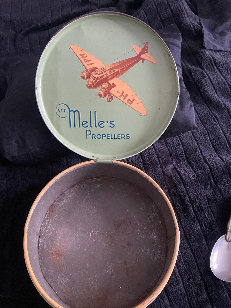 Van Melle's Propellers blik met originele van Melle's lepel., Verzamelen, Ophalen, Gebruikt, Overige, Overige merken