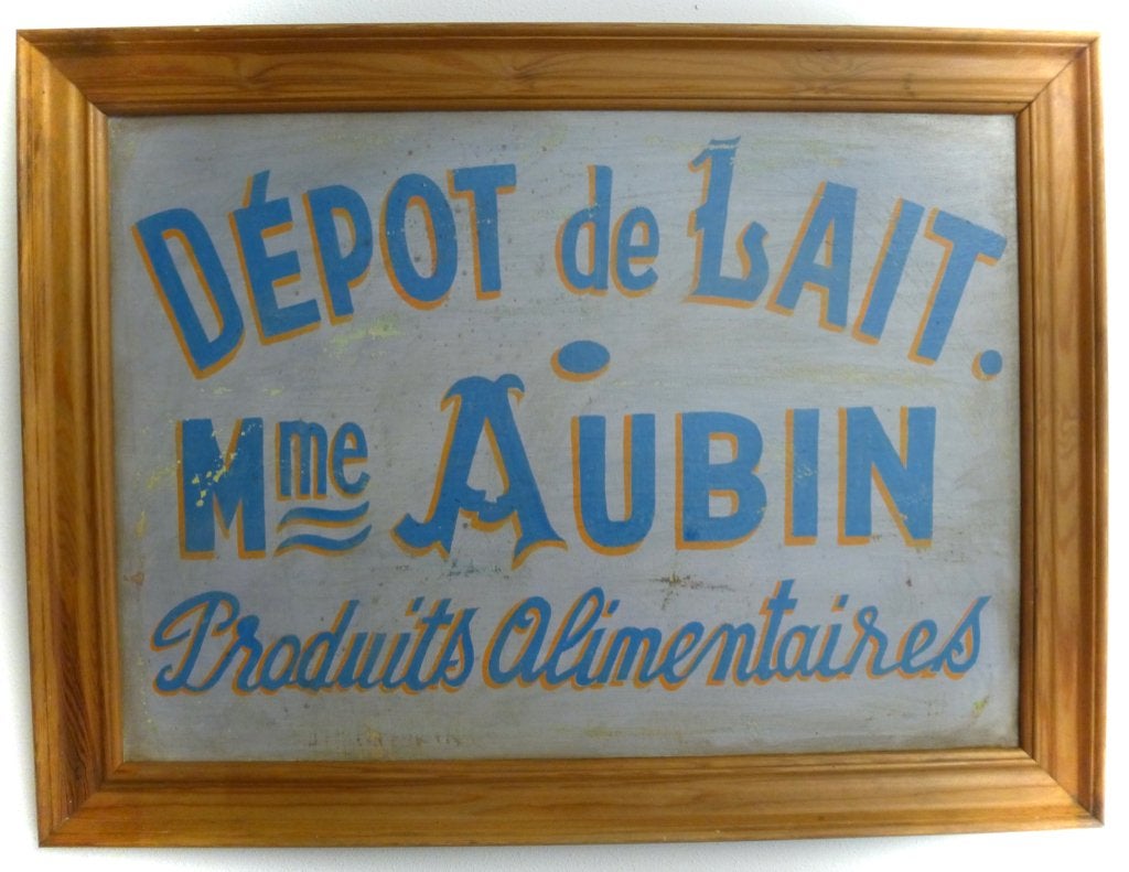 Handgeschilderd houten bord / landelijk brocante / Frankrijk, Reclamebord, Ophalen of Verzenden, Zo goed als nieuw, B6