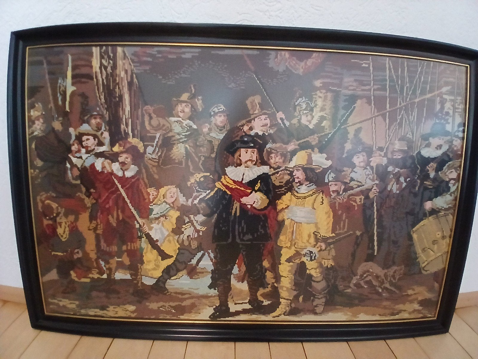 Geborduurd handgemaakt schilderij De Nachtwacht, Ophalen, Zo goed als nieuw, Overige typen