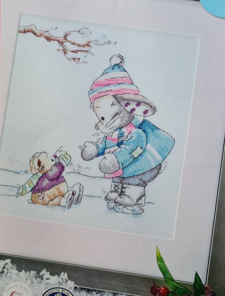 Somebunnny konijn op schaatsen borduurpatroon, Ophalen, Nieuw, Handborduren, Patroon