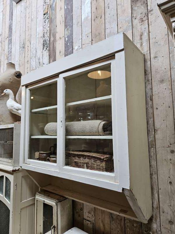 brocante hang vitrine ``WOONWINKEL RUSTIEK``, Ophalen, 100 tot 150 cm, Glas, 100 tot 150 cm