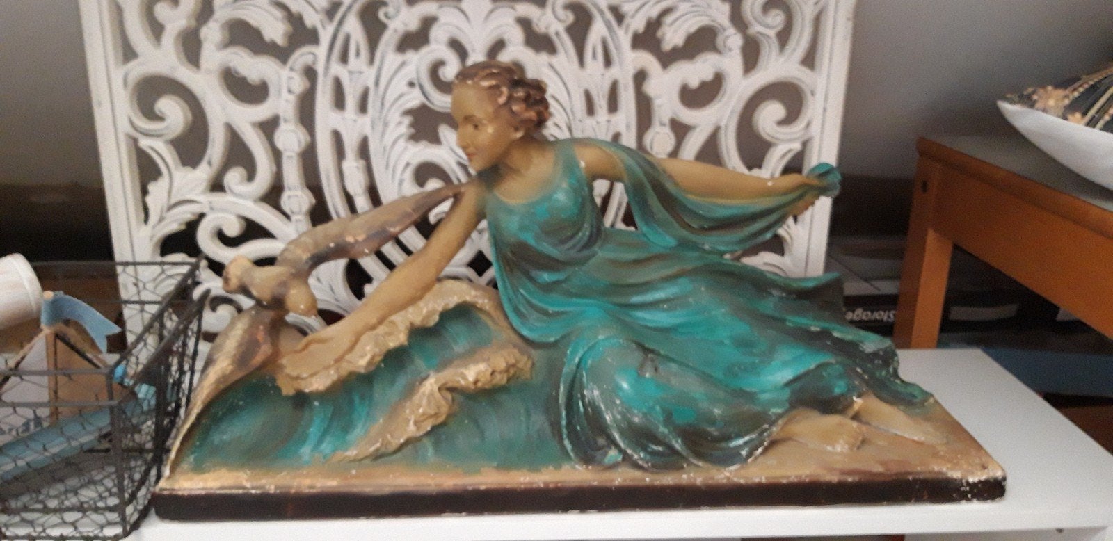 Prachtige antieke brocante schouwstuk schouwbeeld art deco, Ophalen