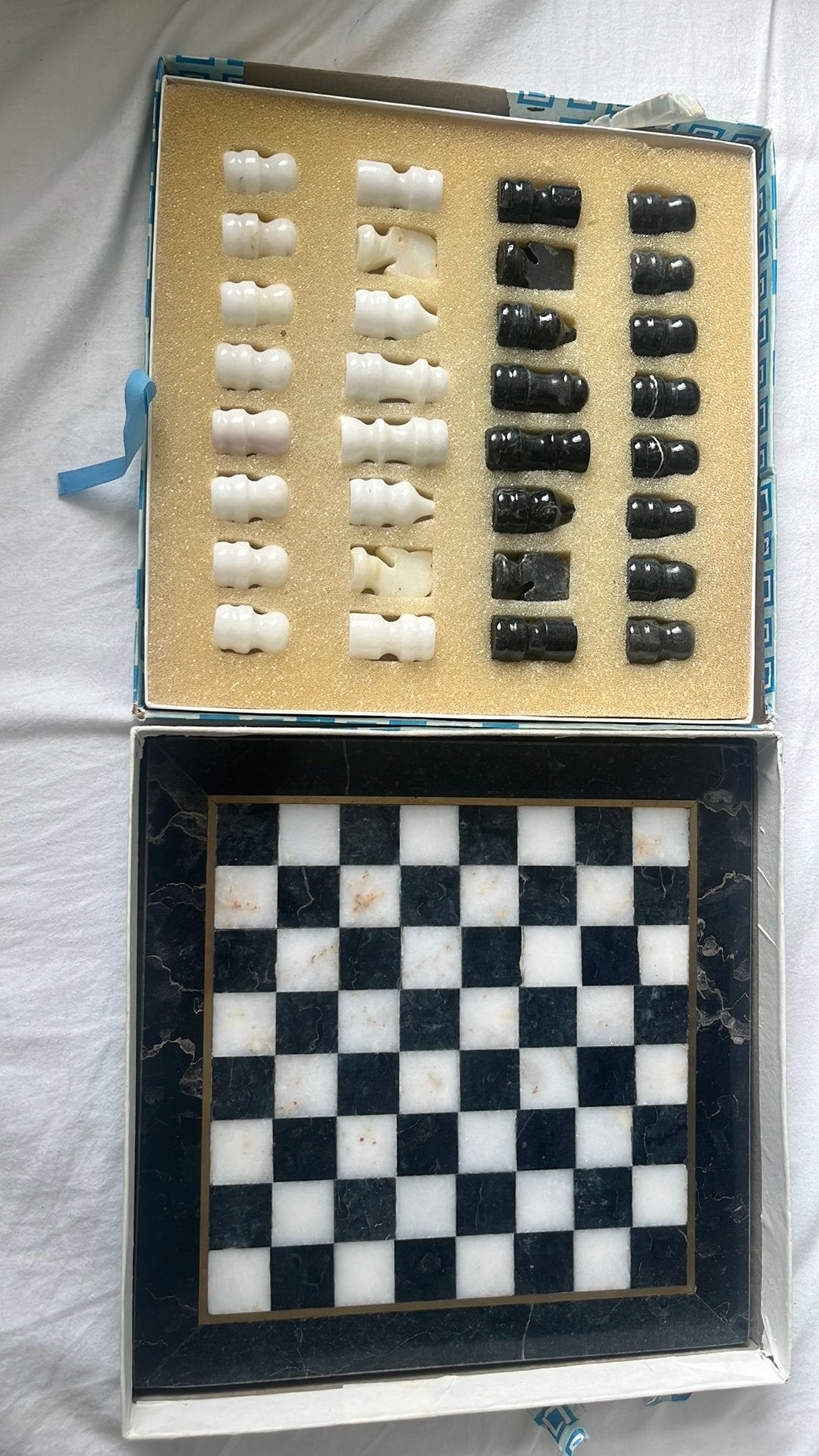 Marmeren schaakset (Compleet en intact), Hobby en Vrije tijd, Ophalen of Verzenden, Zo goed als nieuw