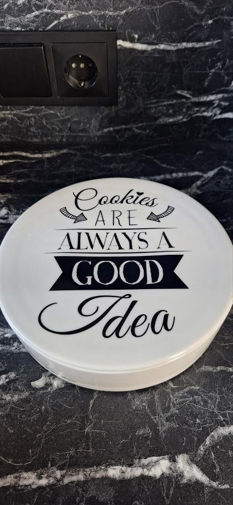 Riviera Maison koektrommel - Cookies are always a good idea, Ophalen, Zo goed als nieuw, Voorraadpot, Steen/keramiek