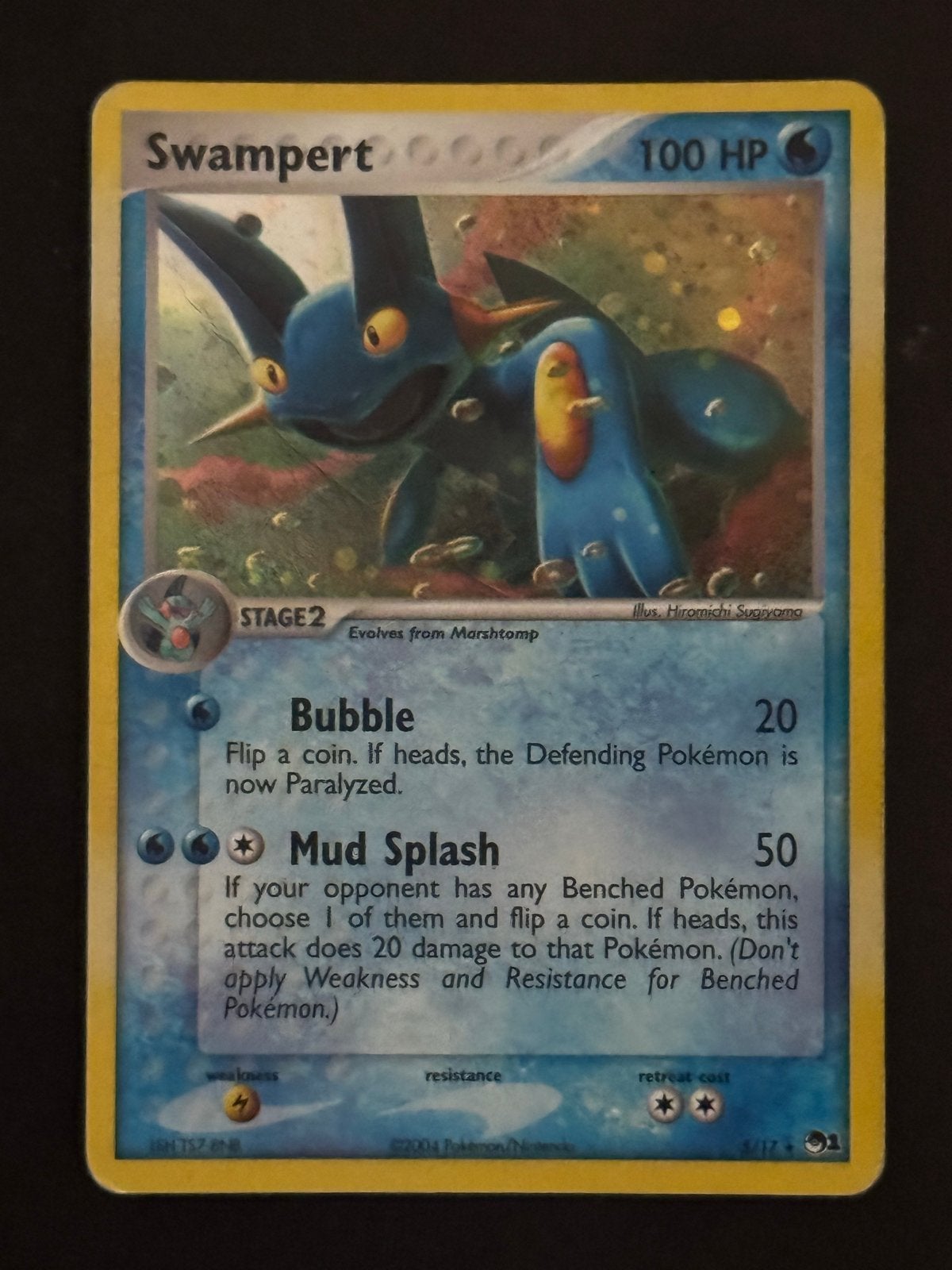 Swampert 5/17 Holo Rare POP1 holo. Creases, Ophalen of Verzenden, Gebruikt, Losse kaart, Foil