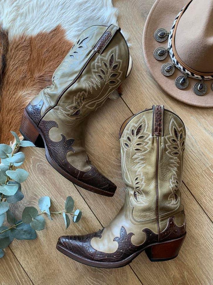 Tony Mora cowboylaarzen 37 western boots bohemian laarzen, Kleding | Dames, Schoenen, Zo goed als nieuw, Hoge laarzen, Groen, Ophalen of Verzenden