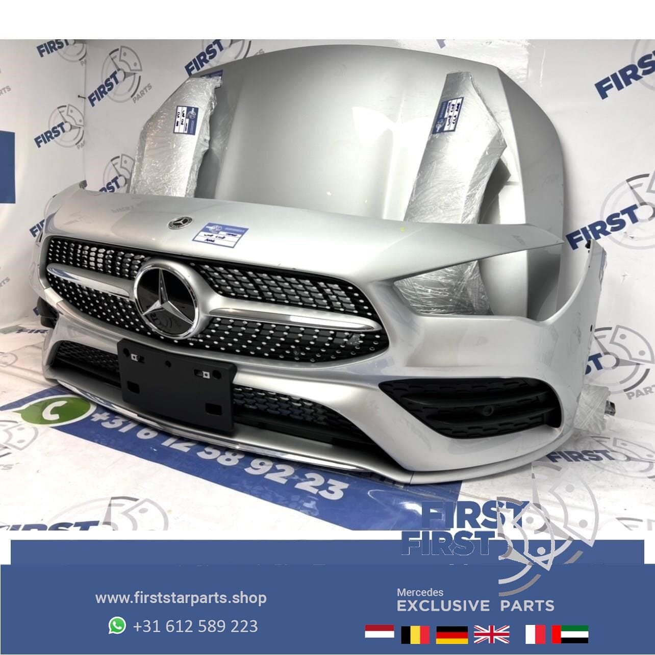 W118 C118 CLA AMG LINE VOORKOP ZILVERGRIJS origineel Mercede, Gebruikt, -, Voor, Ophalen of Verzenden