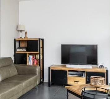 Hardhouten TV kast en vakkenkast nieuwstaat, Huis en Inrichting, Kasten | Televisiemeubels, Zo goed als nieuw, Minder dan 100 cm