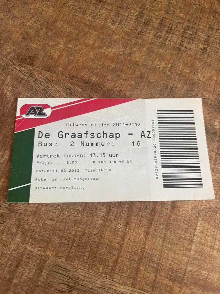 De Graafschap - AZ Ticket 2011/2012, Verzamelen, Sportartikelen en Voetbal, Ophalen of Verzenden, AZ, Overige typen