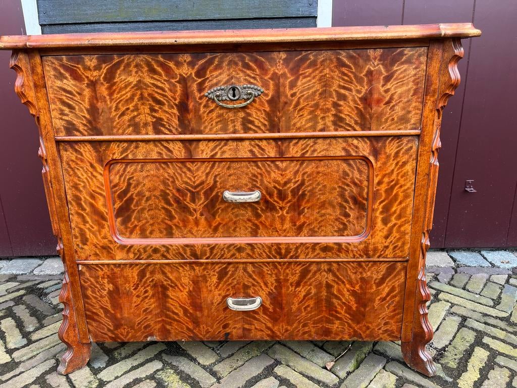 Antieke kast met mahonie fineer, Ophalen of Verzenden