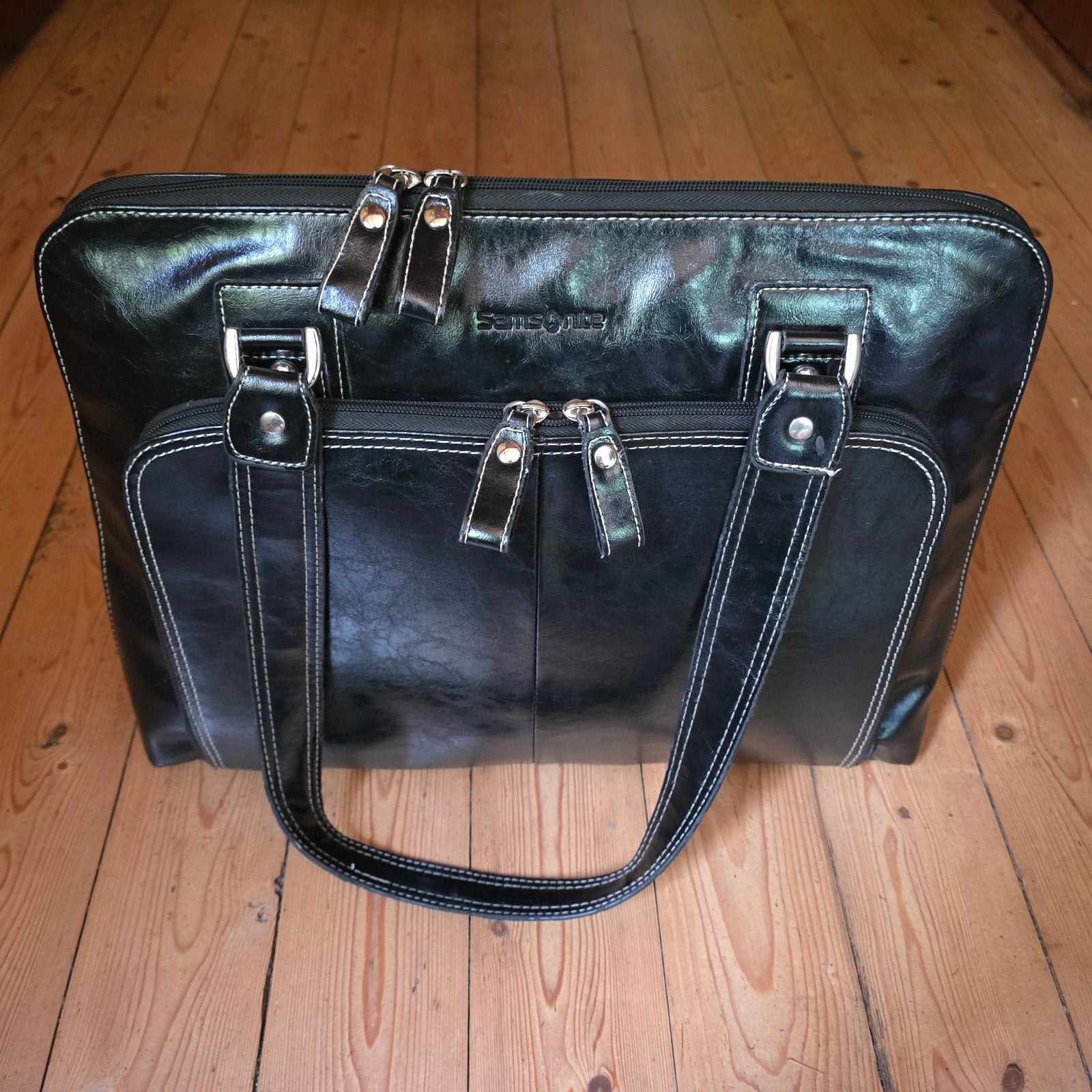 Samsonite - Ladies Briefcase, A-frame Laptop tote, Ophalen of Verzenden, Zo goed als nieuw, Zwart, 30 cm of meer
