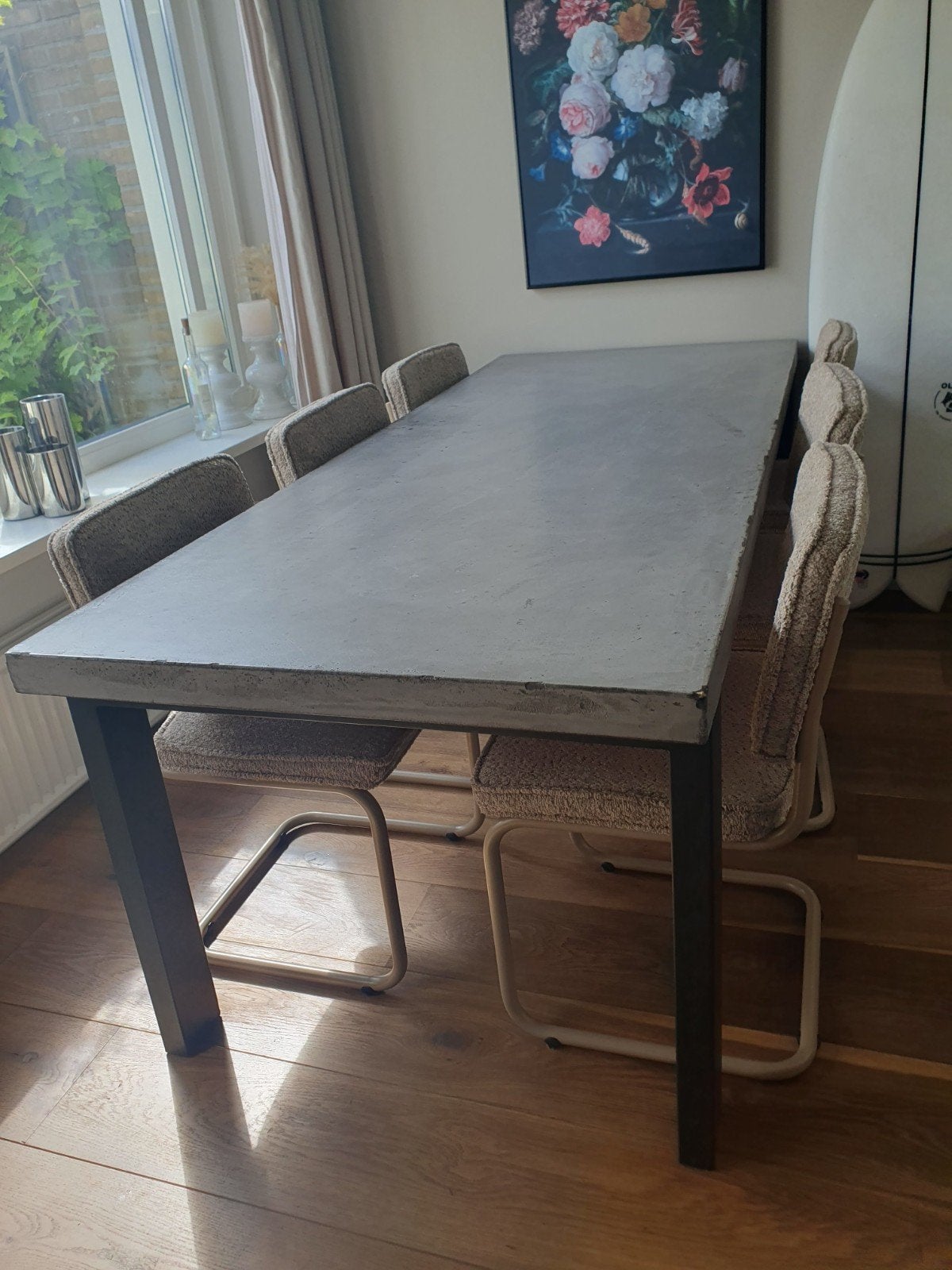 Tafel betonlook, Huis en Inrichting, Tafels | Eettafels, Ophalen, Gebruikt, 200 cm of meer, 50 tot 100 cm