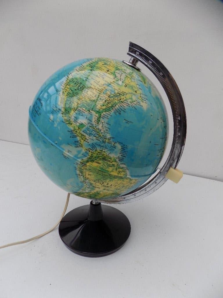 Vintage globe werelbol verlichting made in Italy jaren 70, Ophalen of Verzenden, Gebruikt, Kunststof