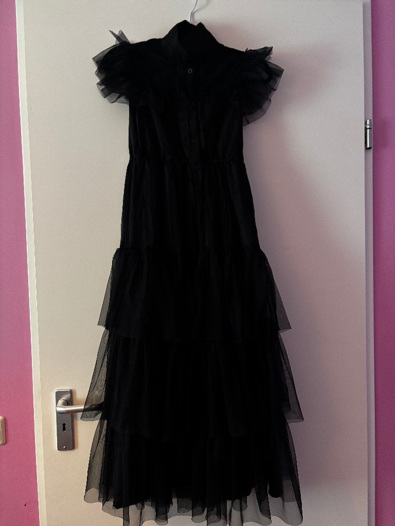 Wednesday Addams Verkleedjurk - Maat 11-12 jaar (advr 136), Ophalen of Verzenden, Zo goed als nieuw, 146 t/m 152, Meisje