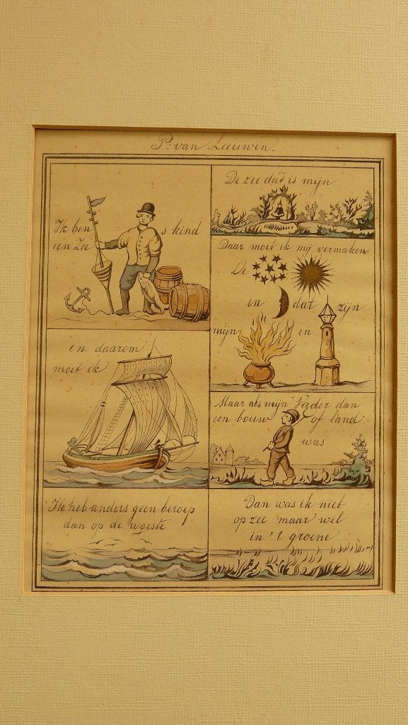 Rijmprent van zeevaarder - 1837, Ophalen of Verzenden, Gebruikt, Minder dan 50 cm, Tekening
