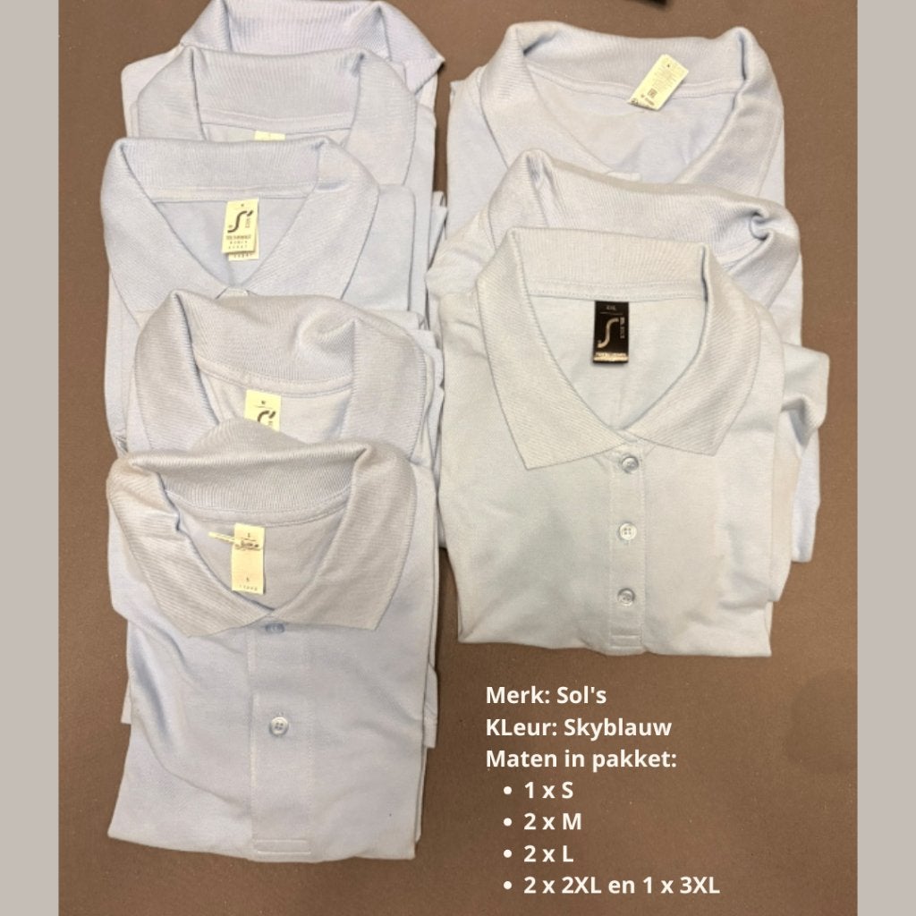 8 nieuwe SOL’S polo’s skyblauw – diverse maten S t/m 3XL, Kleding | Dames, Ophalen of Verzenden, Zo goed als nieuw, Maat 46/48 (XL) of groter