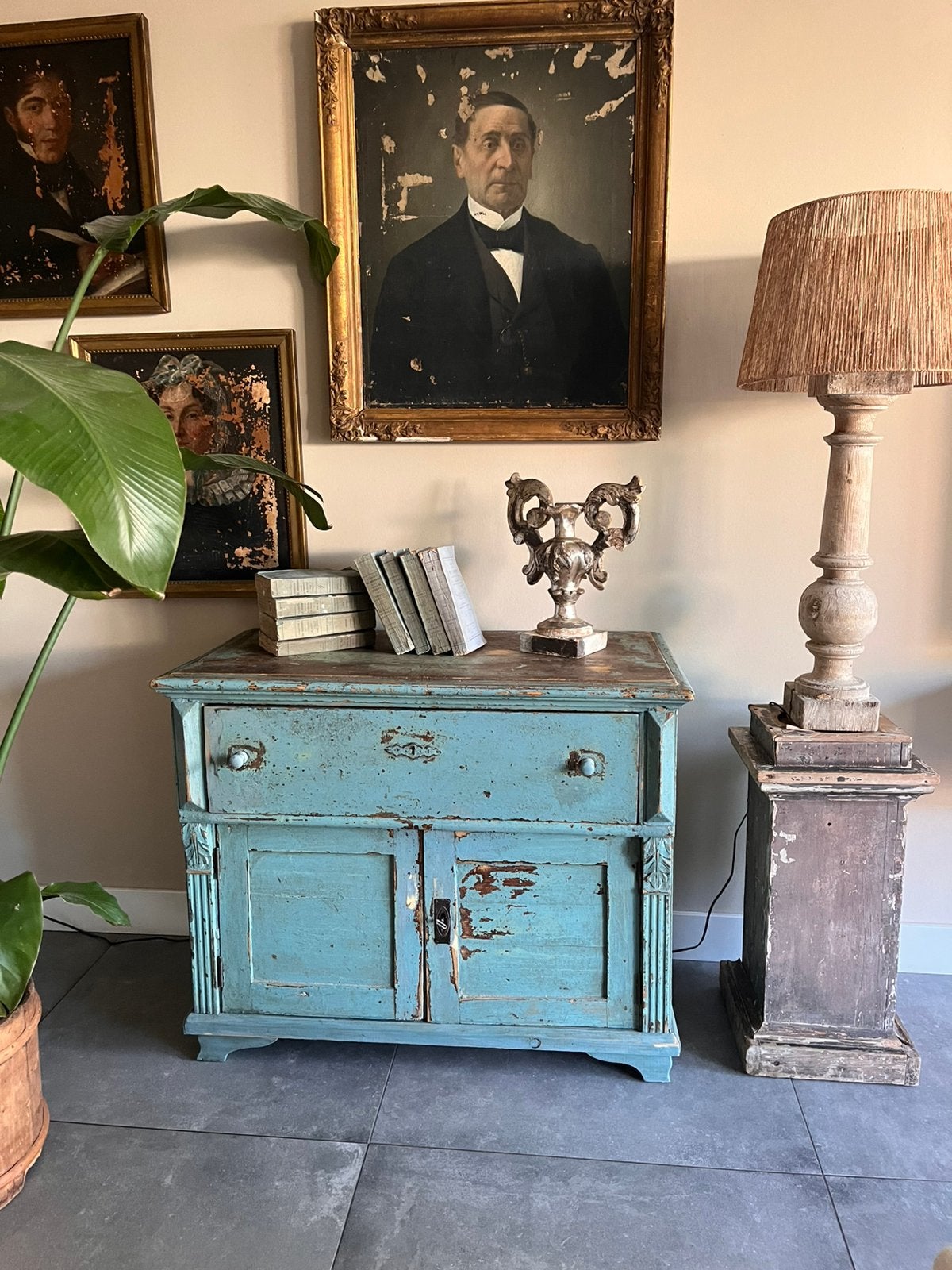 Oud houten kastje **het geruite roosje**, Antiek en Kunst, Curiosa en Brocante, Ophalen