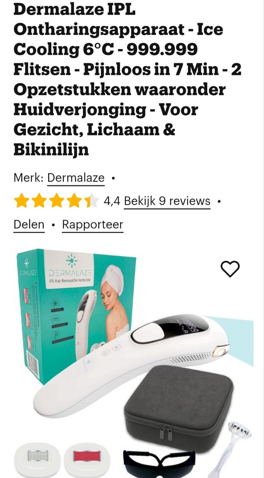 Dermalaze IPL Ontharingsapparaat - Ice Cooling 6C, Ophalen of Verzenden, Nieuw, Scheren en Epileren