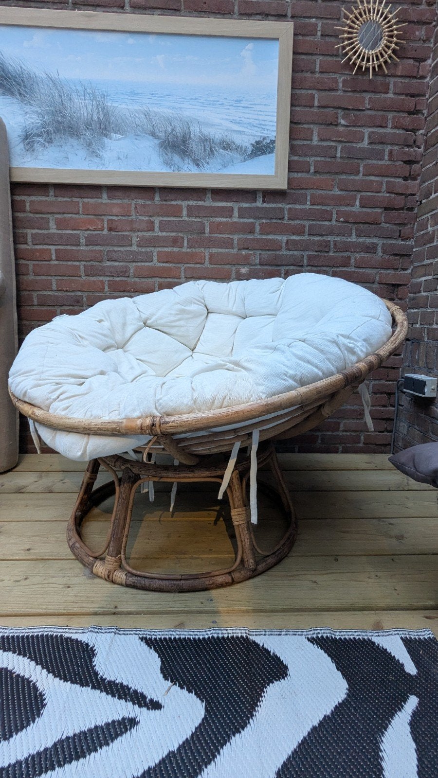 Comfortabele rotan papasan stoel, Gebruikt, Eén, Overige kleuren, Bohemian, Relaxed