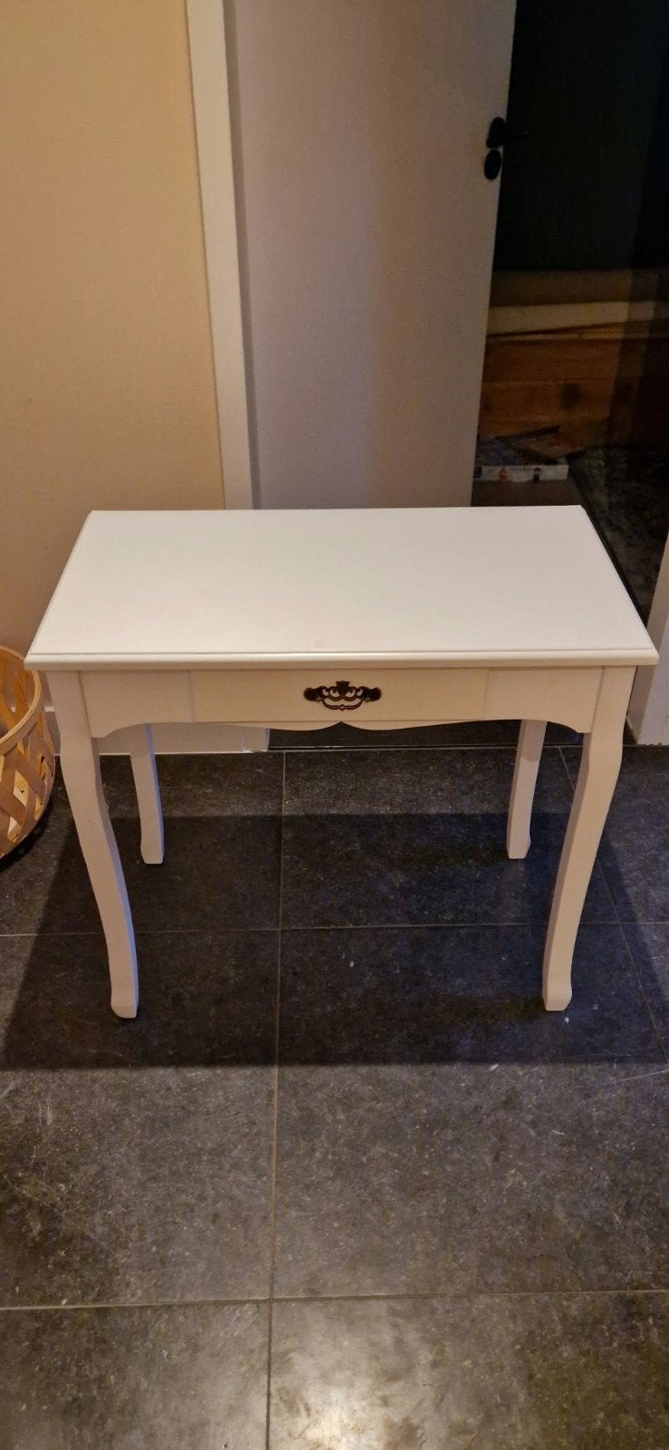 Wit bijzettafeltje met lade - 75x40x70 cm, Ophalen, Gebruikt, 50 tot 100 cm, Overige houtsoorten
