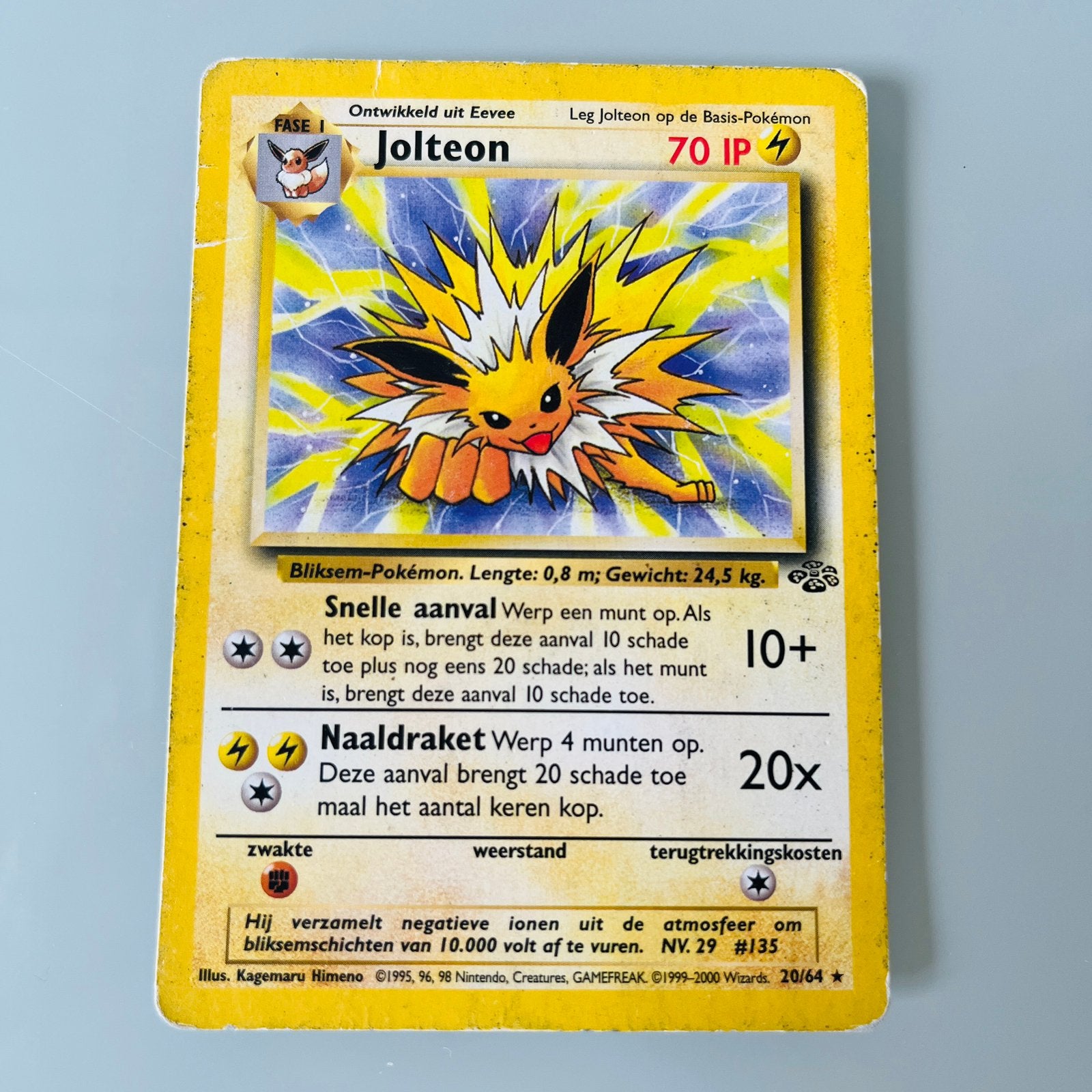 Pokémon: Jolteon Kaart [Jungle Set NL], Hobby en Vrije tijd, Verzamelkaartspellen | Pokémon, Ophalen of Verzenden, Gebruikt, Losse kaart