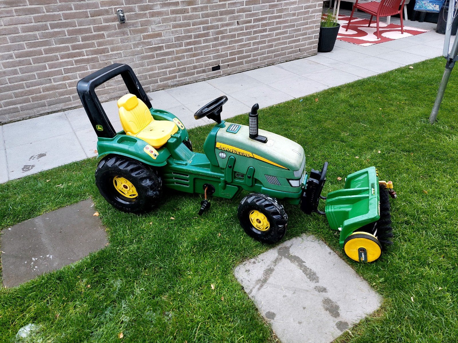 John Deere traptrekker met veger, Kinderen en Baby's, Speelgoed | Buiten | Voertuigen en Loopfietsen, Ophalen of Verzenden, Gebruikt