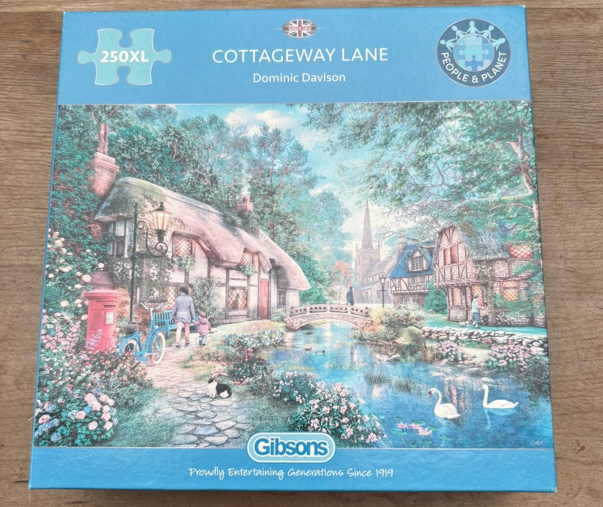 Gibsons legpuzzel 250 XL stukjes Cottageway Lane, Ophalen of Verzenden, Minder dan 500 stukjes, Zo goed als nieuw