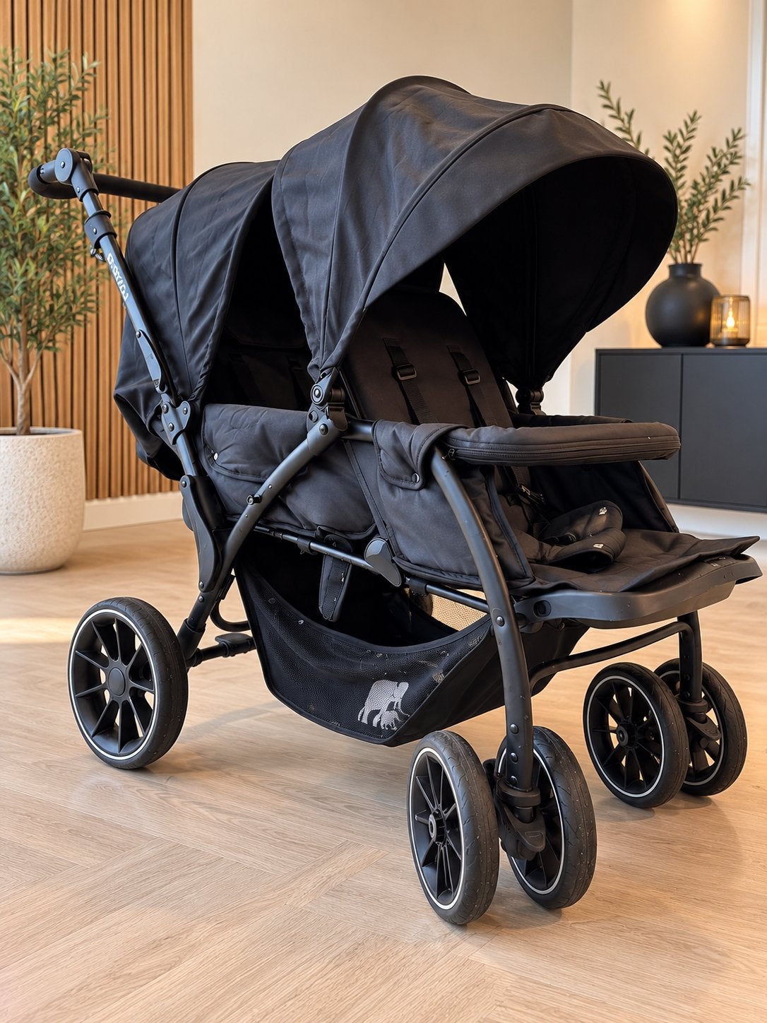 Duo kinderwagen Dubbele Buggy Lichtgewicht Zwart, Kinderen en Baby's, Ophalen, Zo goed als nieuw, Kinderwagen of Buggy