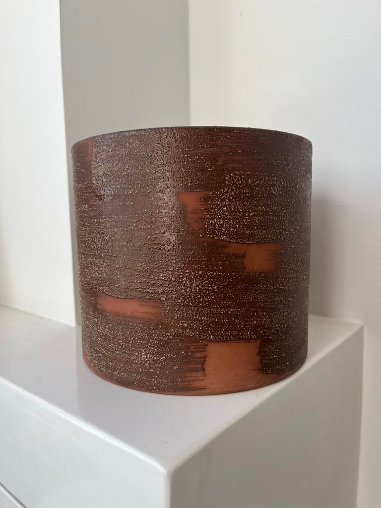 Grote terracottakleurige West Germany bloempot, Gebruikt, Rond, Binnen, Ophalen of Verzenden