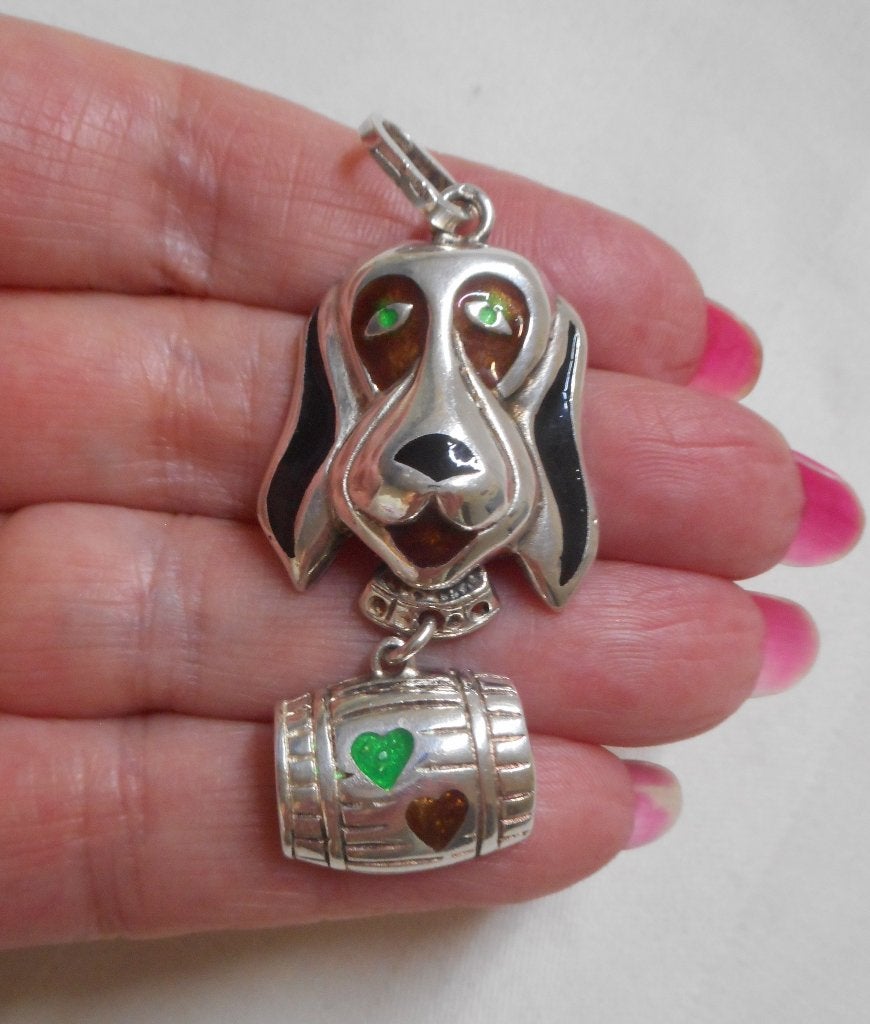 Zilveren grote vintage hanger Basset Hound hond nr.429