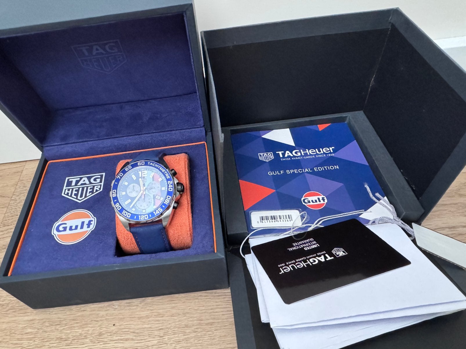 Tag Heuer F1 Formula 1 Gulf Chrono 43mm, Ophalen, Staal, Polshorloge, Kunststof