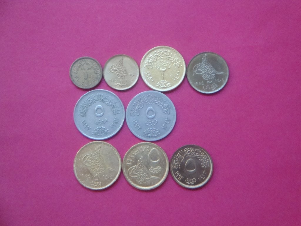 Egypte setje munten 1, 2 en 5 Piastre 1965/1992., Verzenden, Egypte, Setje