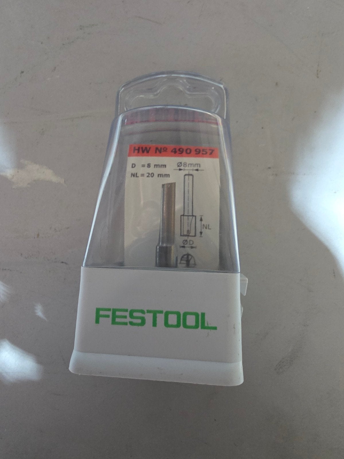 Festool HW Nr 490 957 Freesje D=8mm NL=20mm, Ophalen of Verzenden, Nieuw, Overige typen